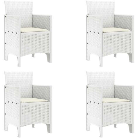 Chaise de jardin 4 lot de 2 Chaises d'extérieur Blanc 53 x 49 x 85 cm Polypropylène