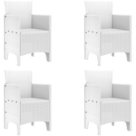Chaise de jardin 4 lot de 2 Chaises d'extérieur Blanc 53 x 49 x 85 cm Polypropylène