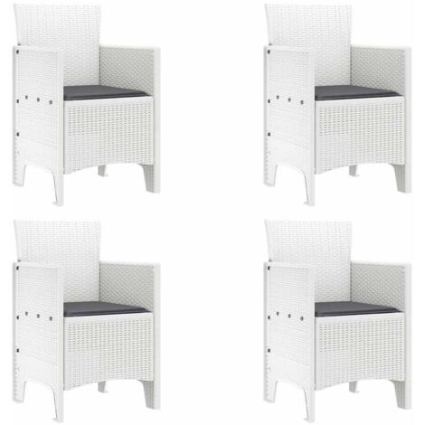Chaise de jardin 4 lot de 2 Chaises d'extérieur Blanc 53 x 49 x 85 cm Polypropylène