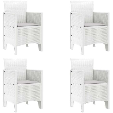 Chaise de jardin 4 lot de 2 Chaises d'extérieur Blanc 53 x 49 x 85 cm Polypropylène