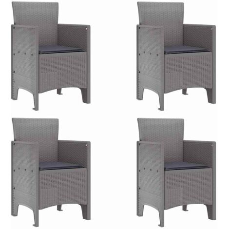 Chaise de jardin 4 lot de 2 Chaises d'extérieur Gris clair 53 x 49 x 85 cm Polypropylène
