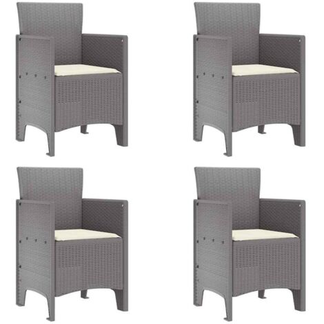 Chaise de jardin 4 lot de 2 Chaises d'extérieur Gris clair 53 x 49 x 85 cm Polypropylène
