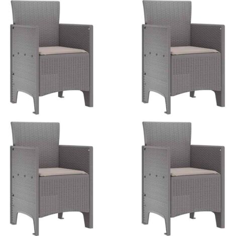 Chaise de jardin 4 lot de 2 Chaises d'extérieur Gris clair 53 x 49 x 85 cm Polypropylène