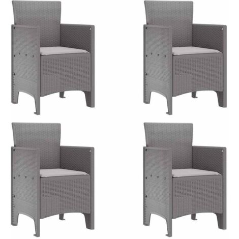 Chaise de jardin 4 lot de 2 Chaises d'extérieur Gris clair 53 x 49 x 85 cm Polypropylène