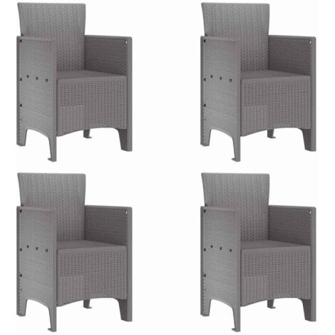 Chaise de jardin 4 lot de 2 Chaises d'extérieur Gris clair 53 x 49 x 85 cm Polypropylène