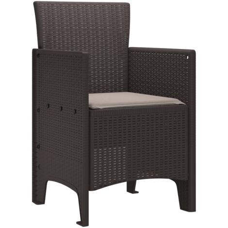Chaise de jardin 4 lot de 2 Chaises d'extérieur Marron 53 x 49 x 85 cm Polypropylène