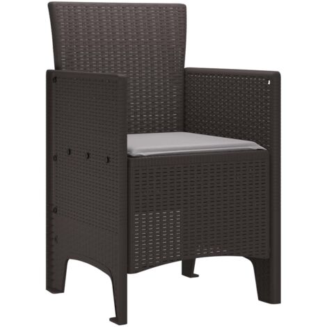 Chaise de jardin 4 lot de 2 Chaises d'extérieur Marron 53 x 49 x 85 cm Polypropylène