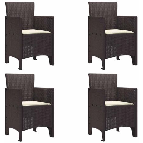 Chaise de jardin 4 lot de 2 Chaises d'extérieur Marron 53 x 49 x 85 cm Polypropylène