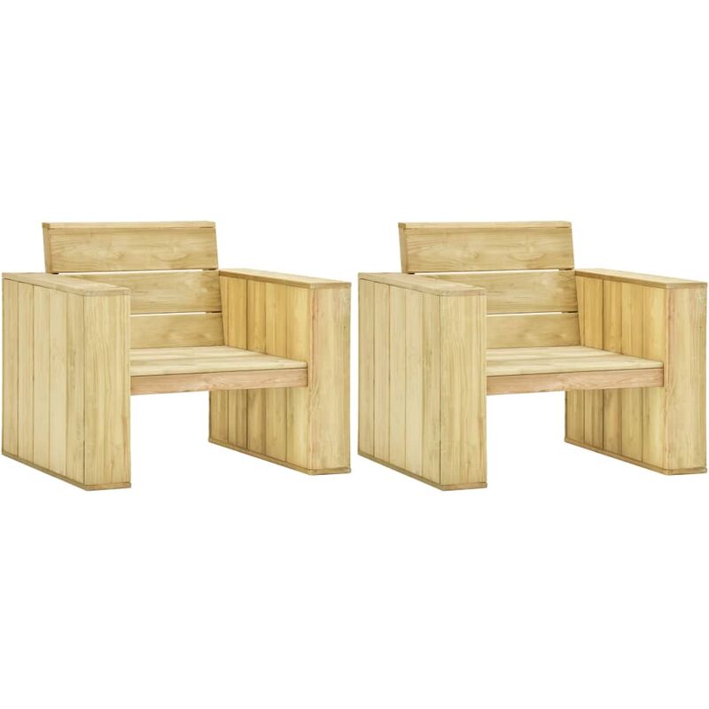 Vidaxl - Chaises de jardin 2 pcs 89x76x76 cm Bois de pin imprégné