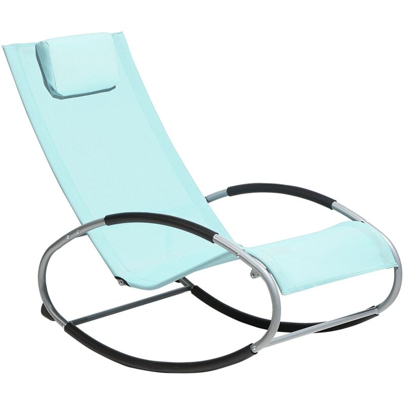 Chaise de Jardin Transat à Bascule en Textile Bleu Clair et Acier Argenté Matières Résistantes et Durables et Design Moderne Très Confortable Beliani