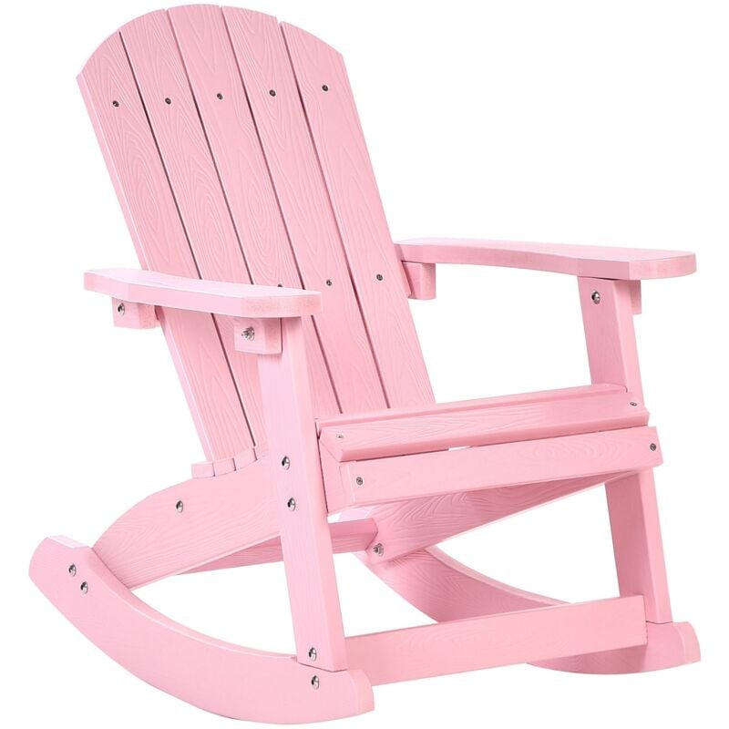 Chaise de Jardin à Bascule pour Enfants Plastique Effet Bois Patio Terrasse Rose Clair Adirondack