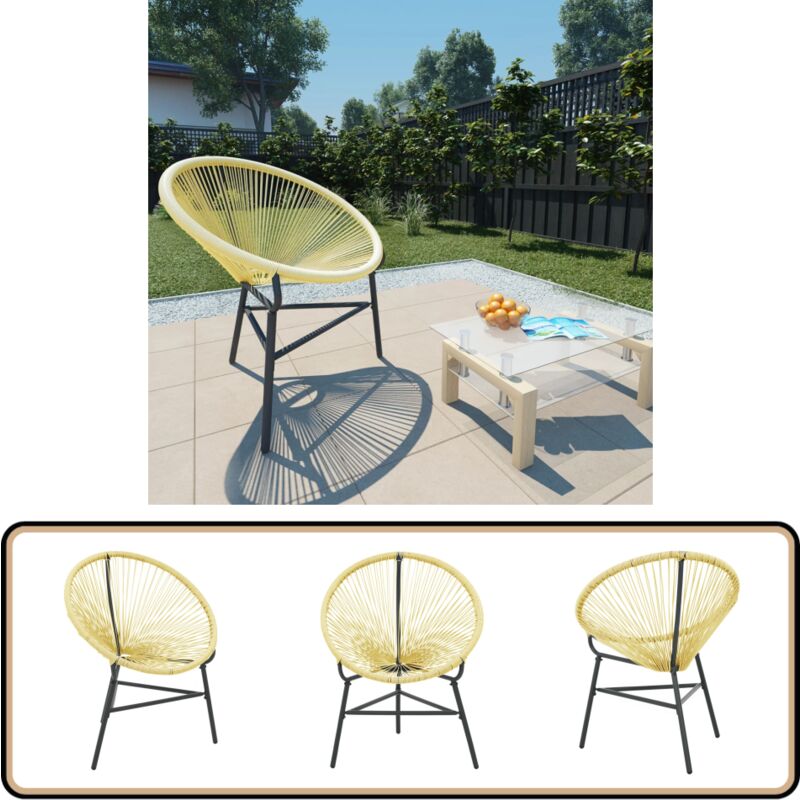 Chaise de jardin Acapulco Résine tressée Beige - Chaise De Jardin - Fauteuil De Jardin - Mobilier De Jardin - Chaise Acapulco - Chaise Lounge