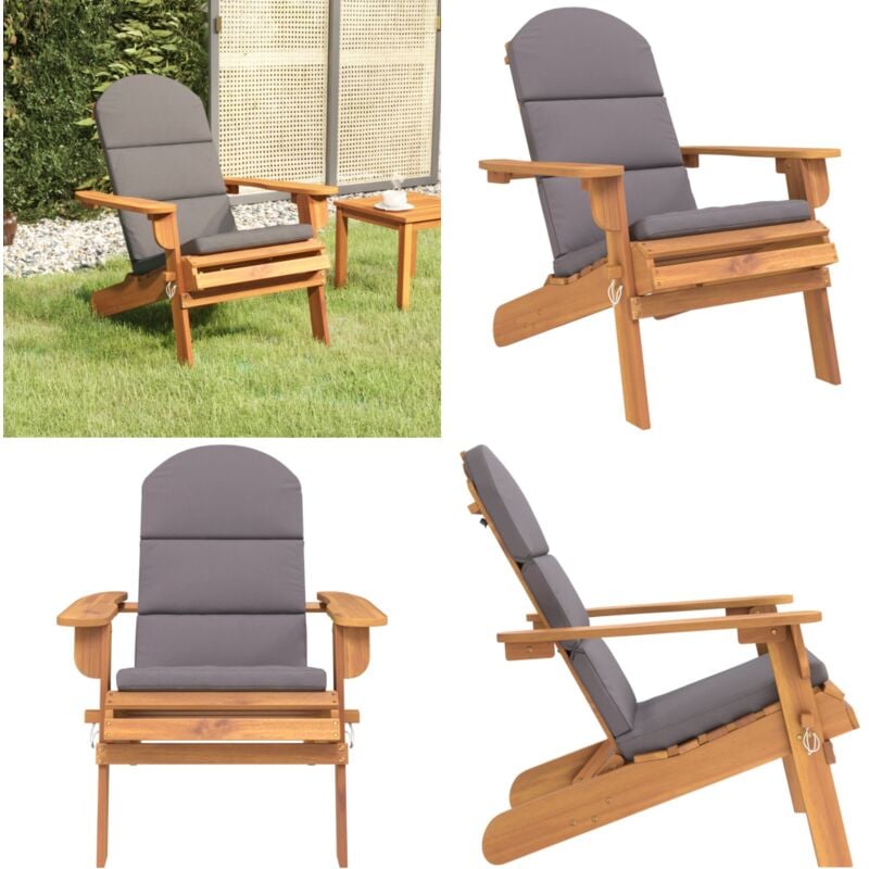 Chaise de jardin Adirondack avec coussins bois massif d'acacia - Chaise De Jardin - Fauteuil De Jardin - Mobilier De Jardin - Chaise Adirondack