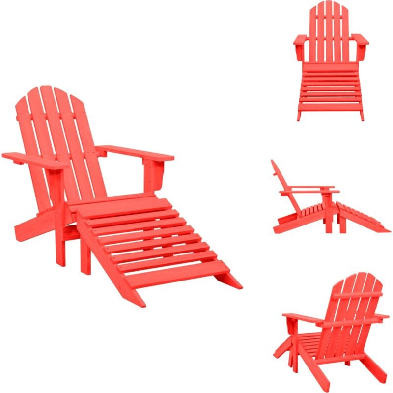 Vidaxl - Chaise de jardin Adirondack avec pouf Bois de sapin Rouge - Chaise Adirondack - Chaise De Jardin - Mobilier De Jardin - Fauteuil De Jardin