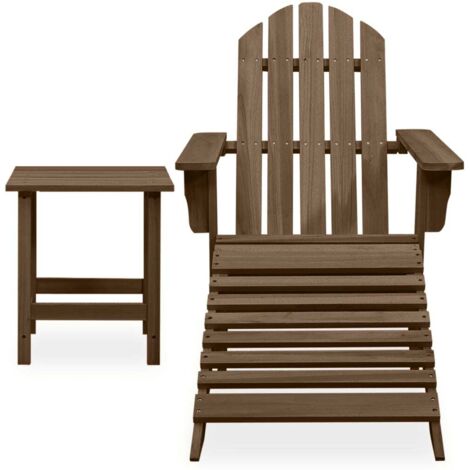 Chaise de jardin Adirondack avec pouf et table, Fauteuil Extérieur, Siège confortable Sapin Marron BGT99242