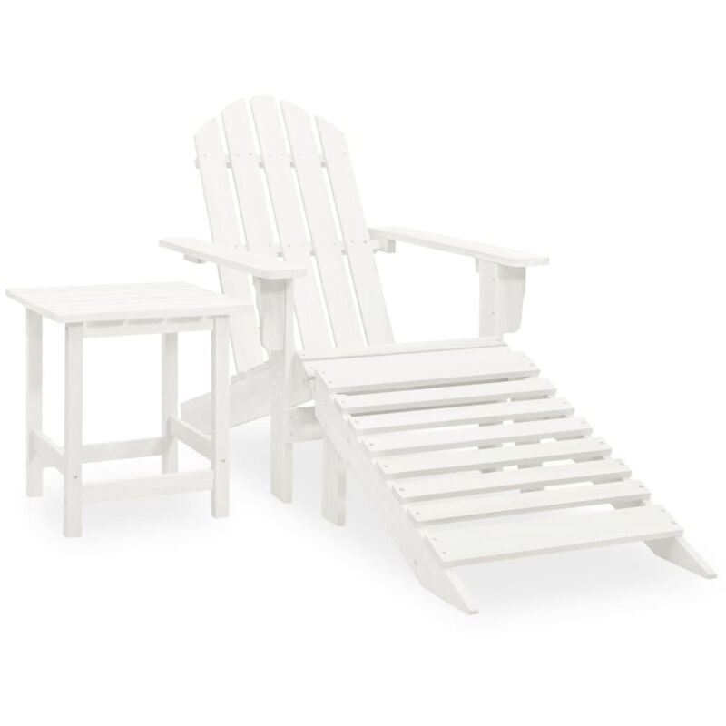 Vidaxl - Chaise de jardin Adirondack avec pouf et table Sapin Blanc