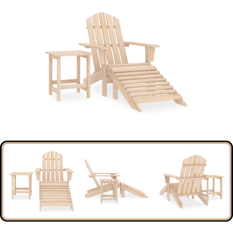 Chaise de jardin Adirondack avec repose-pied et table Sapin - Chaise Adirondack - Mobilier De Jardin - Salon De Jardin - Chaise Extérieure - Chaise