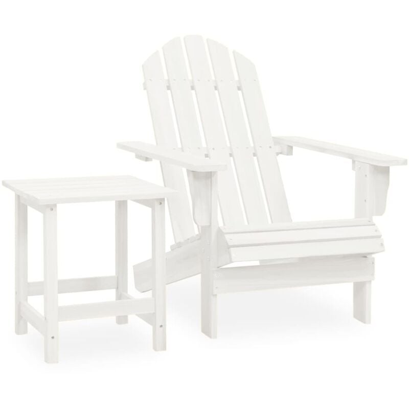 Chaise de jardin Adirondack avec table Bois de sapin Blanc Vidaxl