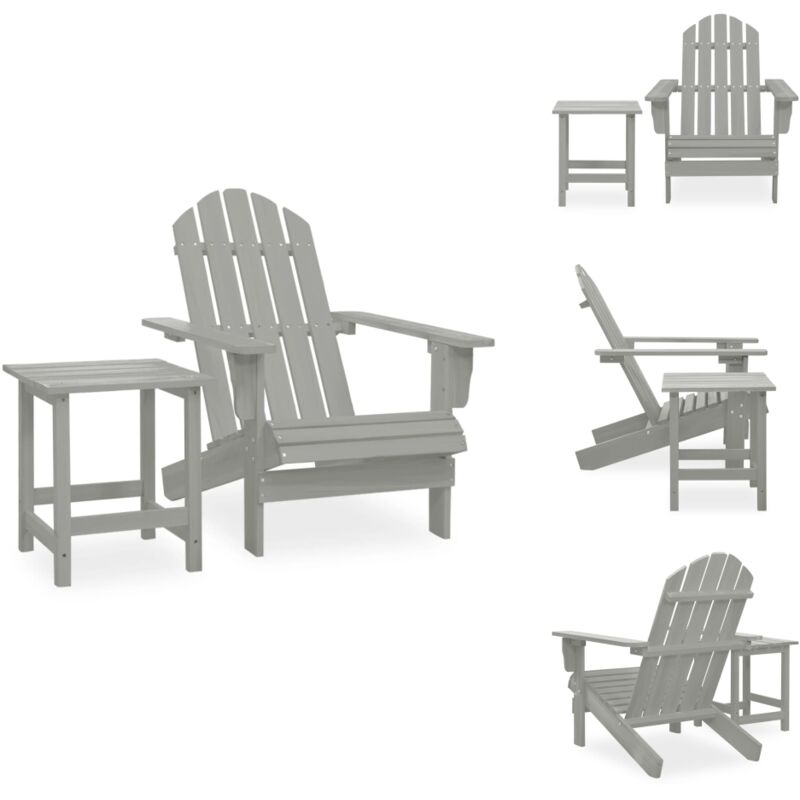 Chaise de jardin Adirondack avec table Bois de sapin Gris - Chaise Adirondack - Chaise De Jardin - Mobilier De Jardin - Salon De Jardin - Chaise En