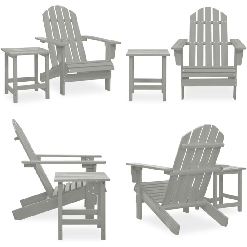 Chaise de jardin Adirondack avec table Bois de sapin Gris - Chaise Adirondack - Chaise De Jardin - Mobilier De Jardin - Salon De Jardin - Chaise En