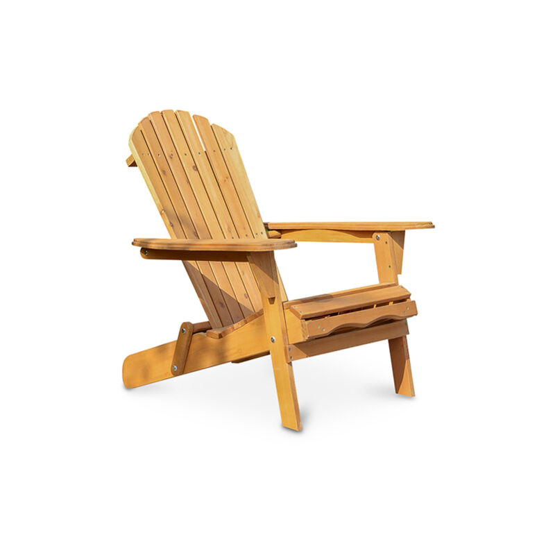 Privatefloor - Chaise d'extérieur en bois avec accoudoirs - Chaise de jardin Adirondack - Adirondack Bois naturel - Bois de pruche - Bois naturel
