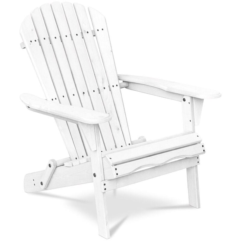 Privatefloor - Chaise d'extérieur en bois avec accoudoirs - Chaise de jardin Adirondack - Adirondack Blanc