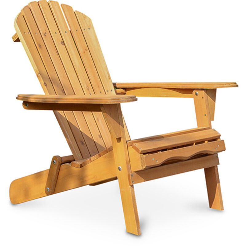 Chaise d'extérieur en bois avec accoudoirs - Chaise de jardin Adirondack - Adirondack Bois naturel