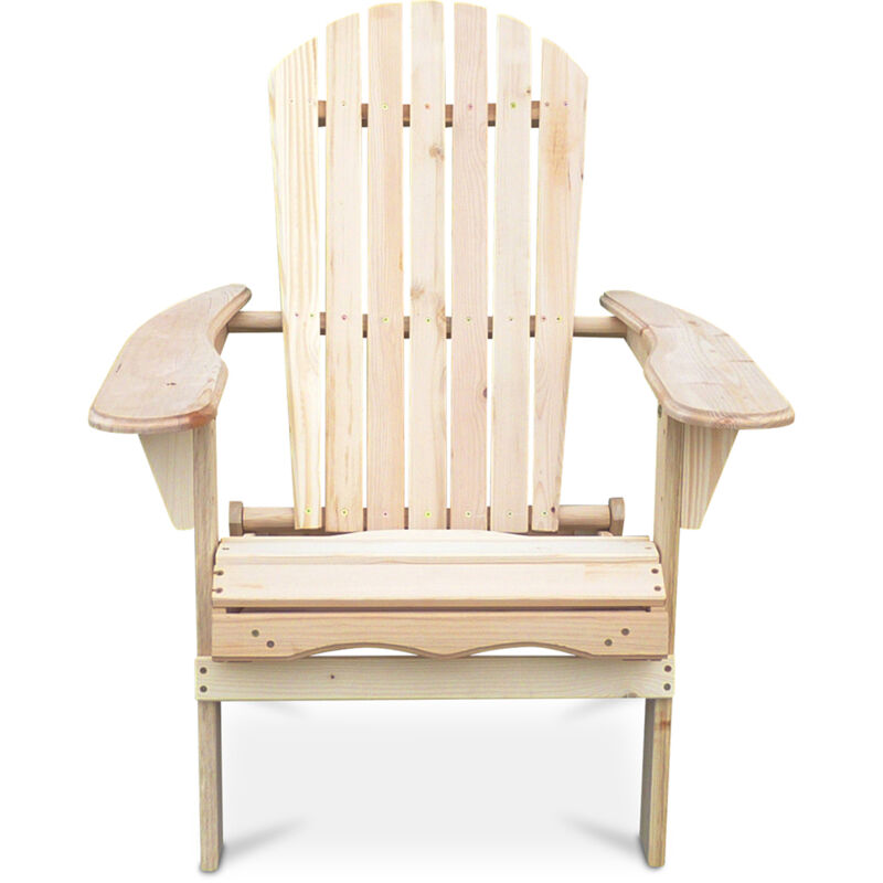 Chaise d'extérieur en bois avec accoudoirs - Chaise de jardin Adirondack - Adirondack Bois naturel clair Chaise d'extérieur en bois avec accoudoirs - Chaise de jardin Adirondack - Adirondack Bois naturel clair
