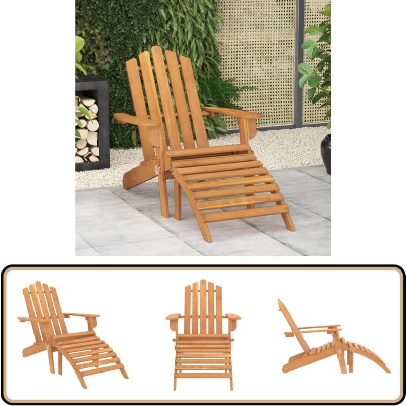 Chaise de jardin Adirondack et repose-pied Bois d'acacia massif - Chaises De Jardin - Chaise Extérieure - Mobilier De Jardin - Chaise Adirondack