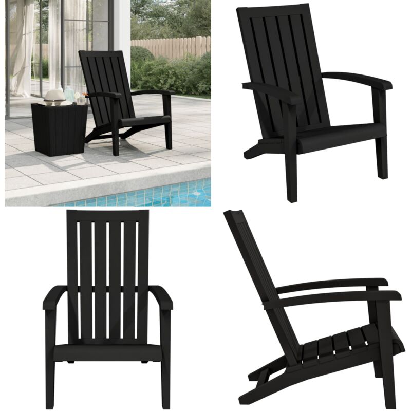 Vidaxl - Chaise de jardin Adirondack noir polypropylène - Chaise De Jardin - Fauteuil De Jardin - Mobilier De Jardin - Chaises Adirondack - Chaise En