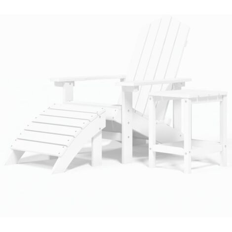 Chaise de jardin Adirondack repose-pied table PEHD Blanc
