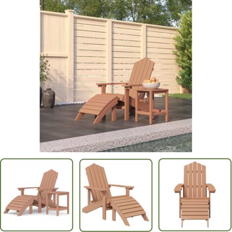 Chaise de jardin Adirondack repose-pied table PEHD Marron
