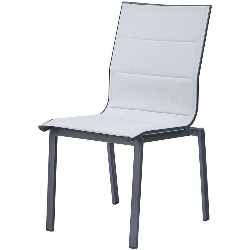 Chaise de jardin Ajaccio - Aluminium et textilène - 57 x 55,5 x 87,5 - Gris clair