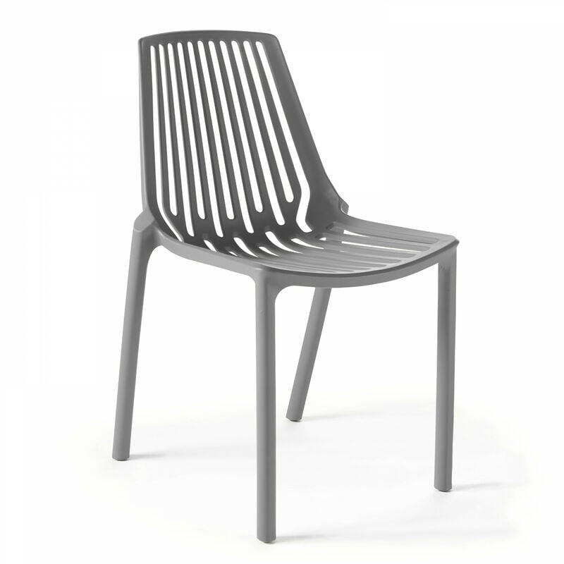 Oviala - Chaise de jardin ajourée en plastique gris - Gris
