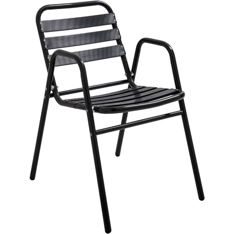 Oviala - Chaise de jardin empilable en aluminium noire