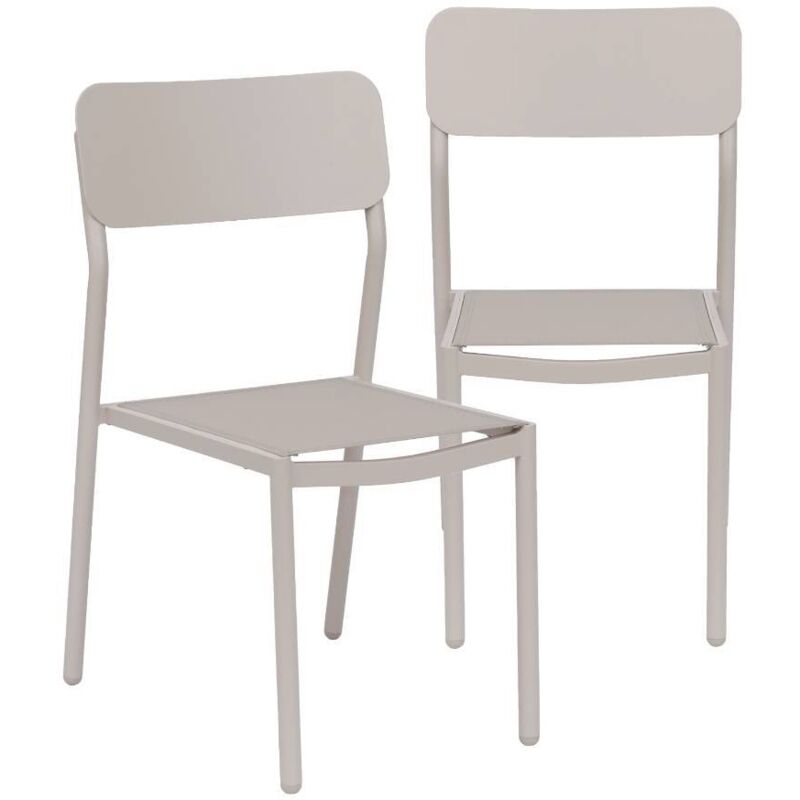Chaise de jardin aluminium taupe Kaïa (lot de 2) Chaise de jardin aluminium taupe Kaïa (lot de 2)