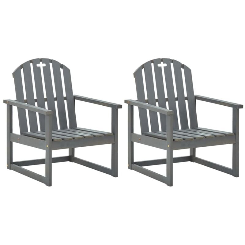 Chaises de jardin 2 pcs Gris Bois d'acacia solide
