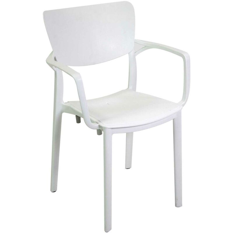 Chaise de jardin avec accoudoirs Blanc 54x53 cm h 84 cm en Polyéthylène mod. Dalma
