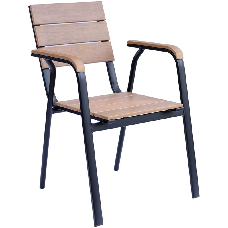 Oviala - Chaise de jardin en aluminium et polywood - Noir