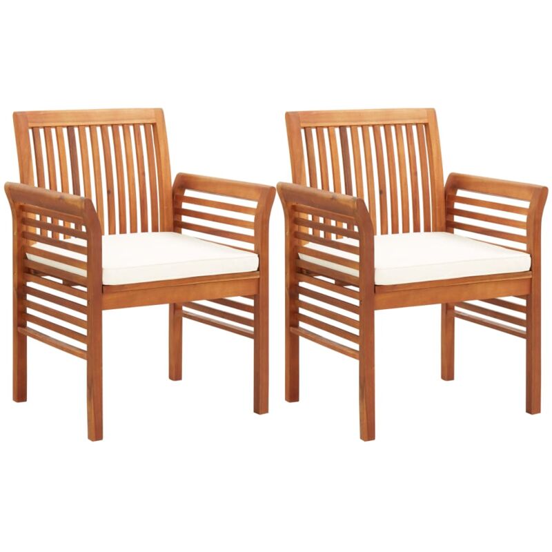 Vidaxl - Chaises à dîner de jardin et coussins 2pcs Bois d'acacia massif
