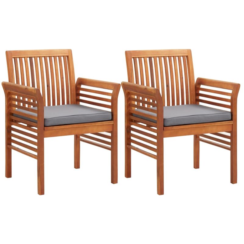 Vidaxl - Chaises à dîner de jardin et coussins 2pcs Bois d'acacia massif