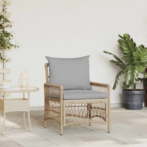 Chaise de jardin avec coussin-Chaise de terrasse-Chaise d'extérieur Beige 73 x 61 x 77 cm polyrotin 794640
