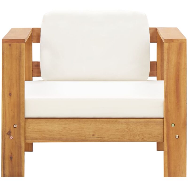Inlife Chaise de jardin avec coussin Crème Bois d'acacia solide