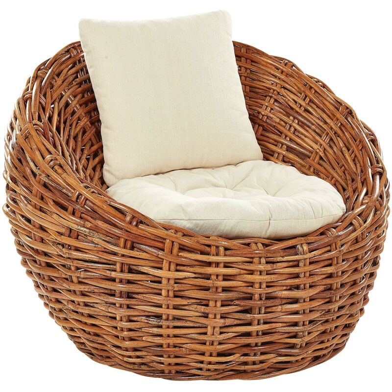 Chaise de Jardin avec Coussin d'Assise Profonde en Rotin Naturel Lerici