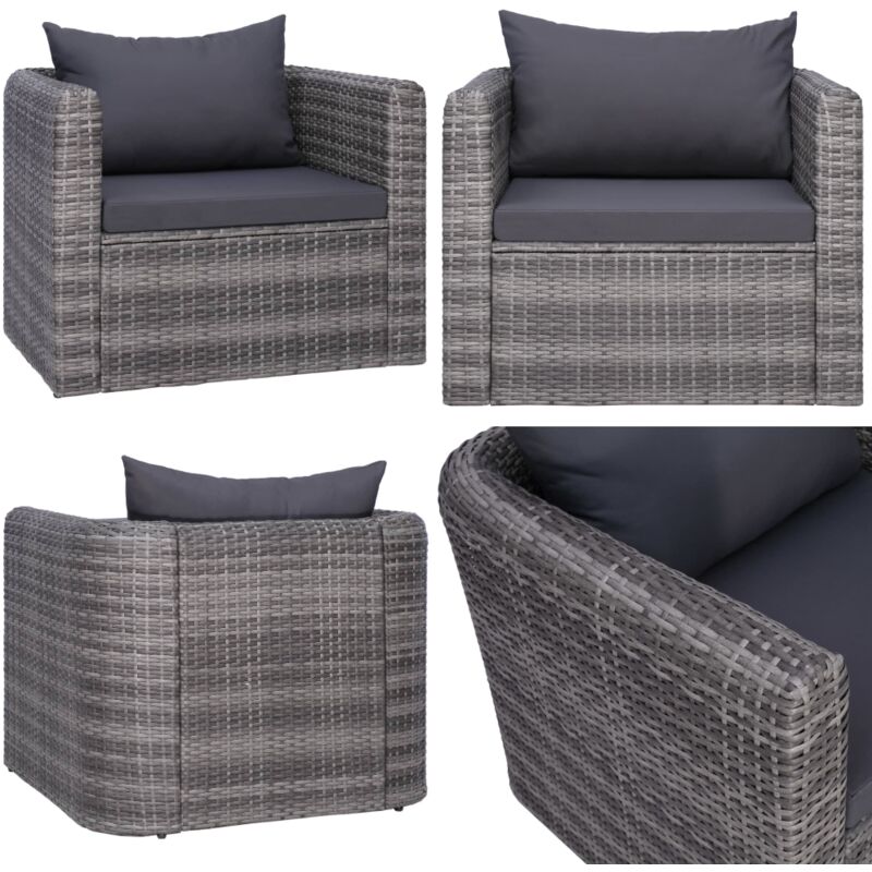 Chaise de jardin avec coussin et oreiller Résine tressée Gris - Chaises De Jardin - Chaises De Patio - Mobilier De Jardin - Meubles De Jardin