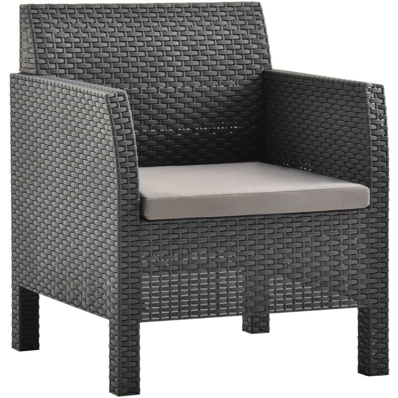 Vidaxl - Chaise de jardin avec coussin pp Rotin Anthracite