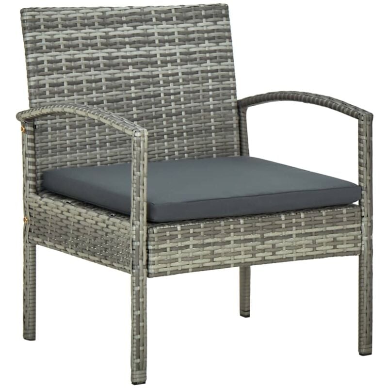Chaise de jardin avec coussin Résine tressée Gris Vidaxl
