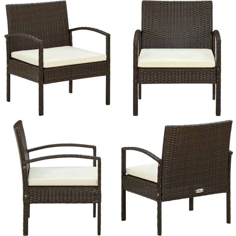 Chaise de jardin avec coussin Résine tressée Marron - Chaises De Jardin - Chaises Extérieures - Mobilier De Jardin - Décoration Extérieure - Résine