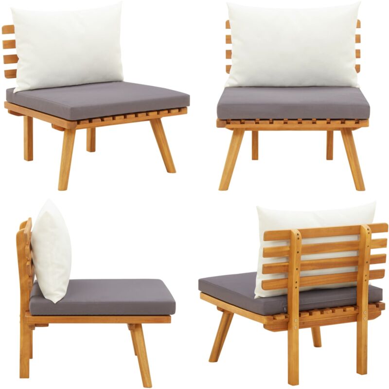 Chaise de jardin avec coussins bois d'acacia massif - Chaise De Jardin - Mobilier De Jardin - Fauteuil De Jardin - Acacia Massif - Chaise Extérieure