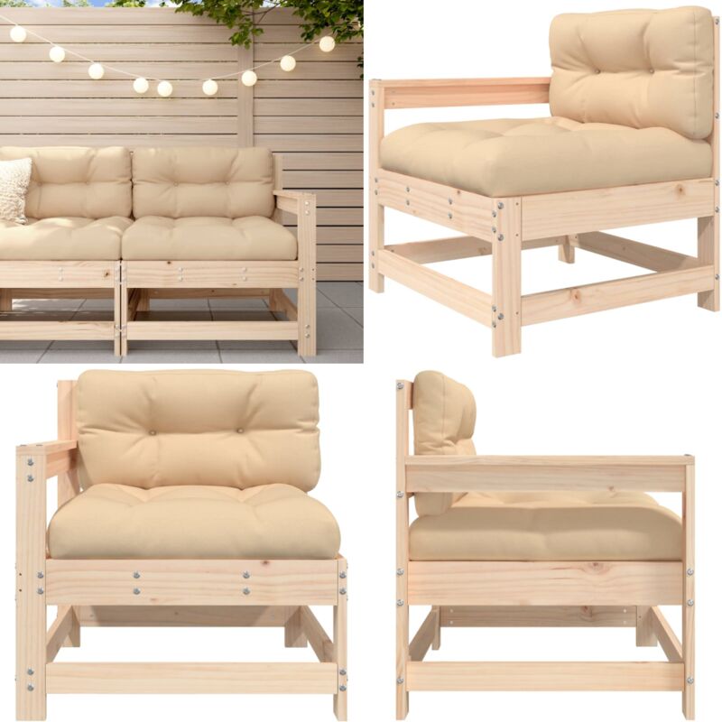Chaise de jardin avec coussins bois de pin massif - Chaises De Jardin - Mobilier De Jardin - Chaises Longues - Sièges De Jardin - Chaise En Bois